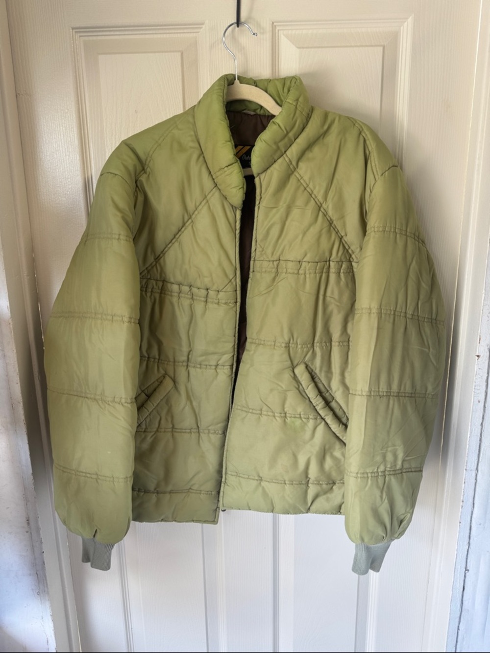 Vintage Sears Light Green and Brown Puffer Jacket